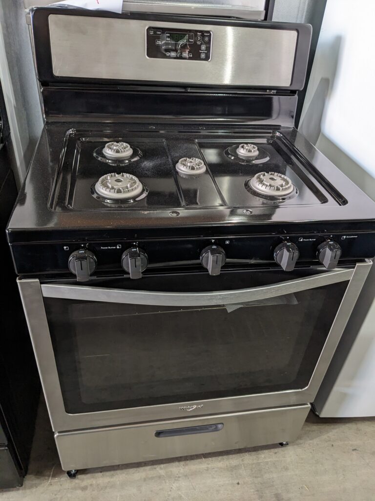 (9) Whirlpool 30″ Freestanding Gas Range w/ Manual Clean Oven and 5-Burners, Stainless Steel(9)
