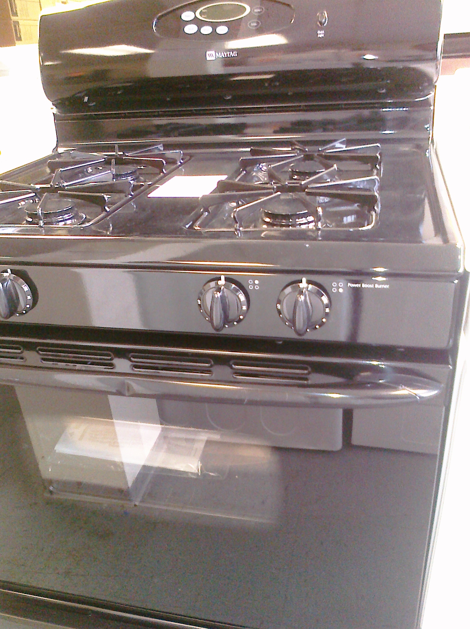 (9) Maytag MGR4451BDB 30″ Gas Range, Clock, Window, Black