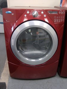 (9) Whirlpool Duet WGD9450WR Front-Load Gas Dryer, Red